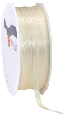 PRÄSENT C.E. Pattberg Satin crème, 50 m Satinband zum Einpacken von Geschenken, 6 mm Breite, Geschenkband zum Dekorieren & Basteln, Dekoband, Anlass