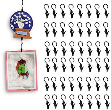Wallniture Multipurpose Hanging and Photo Clip for Art and Crafts, Wall Decor, 0.5 Steel Black Set of 48 Clips