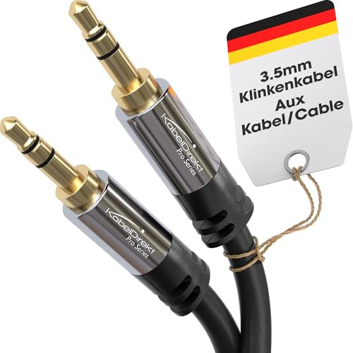 KabelDirekt – Klinkenkabel, Aux Kabel & Audio 3.5mm Kabel – 1,5m Klinkenkabel – Erhältlich in 0,3m bis 10m – Geeignet für Kopfhörer – Handy – PC & Laptop Audio – Auto – HiFi – Stereo, schwarz