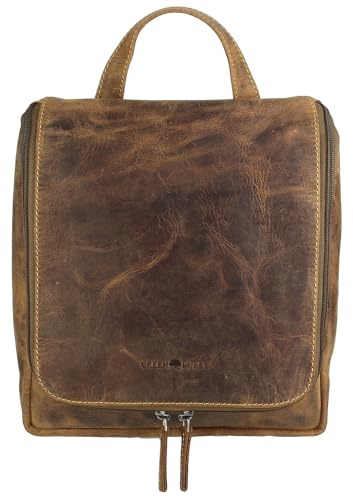 Greenburry - Vintage Kosmetiktasche Rindsleder Reisezubehör 1735-25, Braun, Einheitsgröße