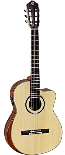 Ortega randig svit c/E privat rum alaska-styrka randig planträ handgjord konsertgitarr (utskärning, tonborttagare, lyxig gigbag, läderrem)