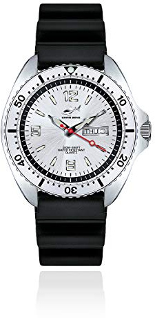 CHRIS BENZ ONE Man 200M Taucheruhr mit Kautschukband, Haifischsilber