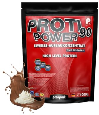 Prosport Proti Power® 90 Schoko-Sahne – 5-Komponenten Eiweißpulver 1000g – Mehrkomponenten Protein Shake mit Whey, Casein, Eiprotein, Magnesium & 10 Vitaminen – ideal für Muskelaufbau & Regeneration