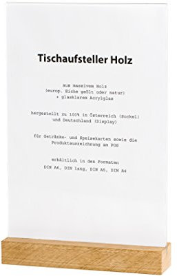 Tischaufsteller Holz, Eiche geölt, für DIN A6