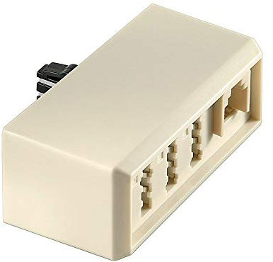 Goobay 50330 TAE Adapter, TAE-F-Stecker > 3x TAE N/F/N- Buchse + RJ11-Buchse (6P4C), , Beige
