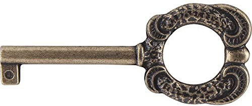 Siro Antik Möbelschlüssel Faial, Antiker Buntbartschlüssel 83mm, Zierschlüssel mit Euro-Einheitssperre, ideal für Antik Möbel, Zinkdruckguss altmessing brüniert