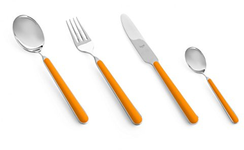 Mepra, Set di Posate Fantasia, 24 Pezzi, Ocra, Made in Italy, Lavastoviglie, Servizio Tavola, Stile Contemporaneo
