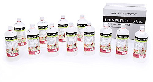 PUR LINE | Combustible etanol vegetal aroma citronela repelente mosquitos, caja 12 botellas 1L - Combustible Etanol biochimeneas, ecológico, sin humo ni olor, ideal interiores y exteriores