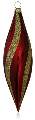 Lauschaer Glas Christbaumschmuck Oliven dunkelrot matt mit Dekor 4 Stück Christbaumschmuck Weihnachtsschmuck mundgeblasen,handdekoriert