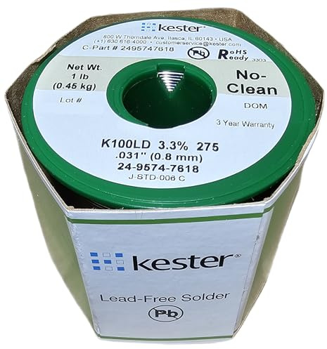 Kester443-845 24-9574-7618 K100Ld Lead-Free No Clean Wire Solder.031 Diameter-Low Cost Alloy