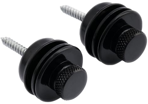 Musiclily Basic Flachkopf Gitarren Security Locks Gurtpins Schwarz 2 Stück | Metall, für E-Gitarre /Akustik Klassische Gitarre/Bass