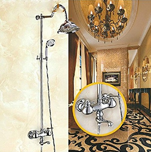 Gowe à fixation murale 20,3 cm pluie Douche Robinet Tonneau classique bec Colonne de douche W/Pulvérisateur de douche à main Chrome