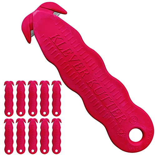 Klever Kutter Red, Unique Double Hook Design - Disposable Safety Cutter– Pack of 10