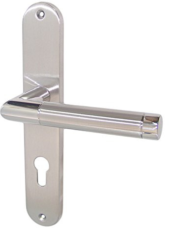 Haeusler-Shop Edelstahl Türbeschlag Modell Hit II Langschild PZ Türdrücker