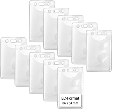 Karteo Ausweishüllen im Kreditkartenformat [10 Stück] Kartenhüllen vertikal transparent Vinyl Ausweishülle 86 x 54 mm Kartenhülle Kartenhalter