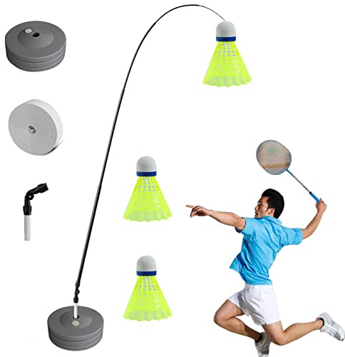 Niktule Badminton-Trainingsgerät,Badminton Einzelspieler-Rebound-Trainer - Tragbarer Badmintontrainer mit Basisgeschenk für und Freunde