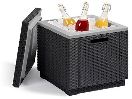Allibert Kühlbox Beistelltisch inkl. Kühlakku Ice Cube Rattanoptik graphit