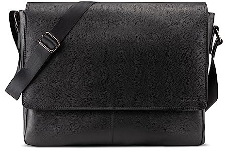 LEABAGS Messenger Bag, Acapulco Echtleder Aktentasche Herren & Damen, Leder Laptoptasche bis 15 Zoll, Umhängetasche mit Schultergurt 39 x 30 x 11 cm