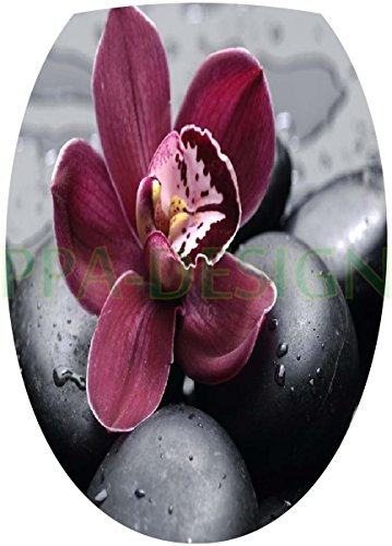 Sticker Autocollant Abattant WC Galets Orchidée 35x42cm SAWC0063