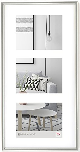 walther design Bilderrahmen silber 3x 13x18 cm Galerie mit Passepartout, Galeria Kunststoffrahmen KS338S