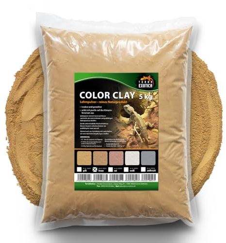 Terra Exotica Lehmpulver 5 kg - verschiende Farben zur Auswahl – Natürlicher Bodengrund für Terrarien | Ideal für Reptilien, Amphibien, Insekten, grabende Tiere | Naturlehm (Braun, 5 Kg)