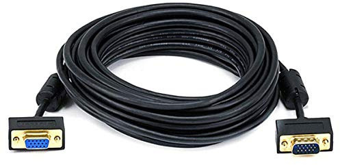 Monoprice Ultra Slim SVGA Super VGA M/F Monitor Cable - 25 Feet With Ferrites | 30/32AWG, Gold Plated Connector