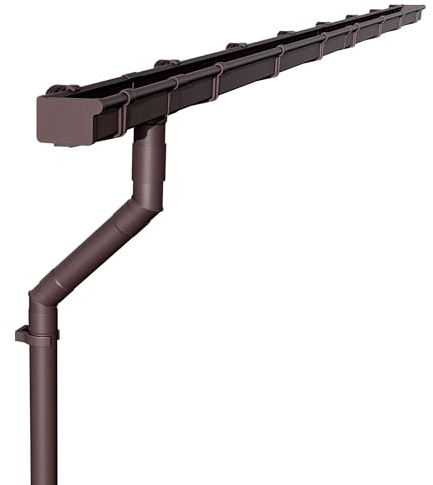INEFA Dachrinnen Set Kunststoff Kastenrinne NW68/68mm, 8 x 2m Dunkelbraun | Dachrinne PVC Komplettset mit Fallrohren inkl. Montagezubehör für 8-eckiges Pavillon mit ca. 15qm Dachfläche