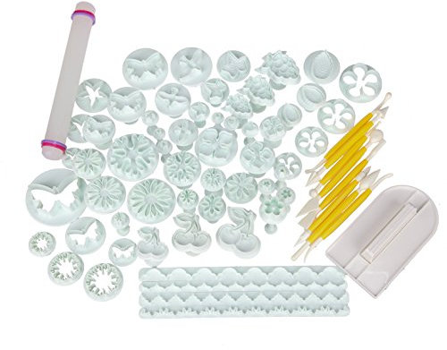 LIHAO Fondant Ausstecher 68 TLG Ausstechformen Zubehör Set Keks Tortendeko Set Auswerfer Stempel Marzipan Weihnachten