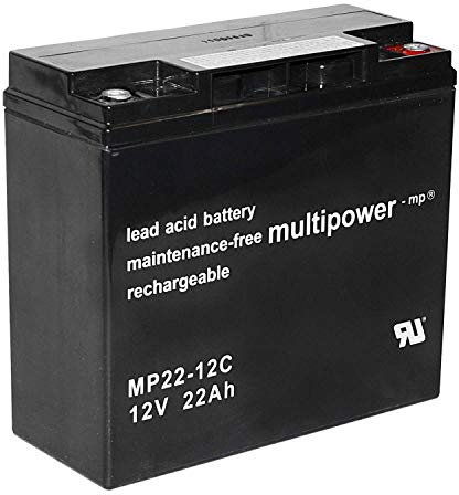 Multipower Batteria al piombo MP22-12C Pb 12V 22AH 2000mAh resistente ai cicli, M5