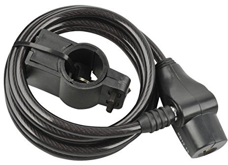 FISCHER Spiralschloss 180 cm mit zwei Schlüsseln| 8mm Durchmesser | inkl. Rahmenhalterung | Fahrradschloss