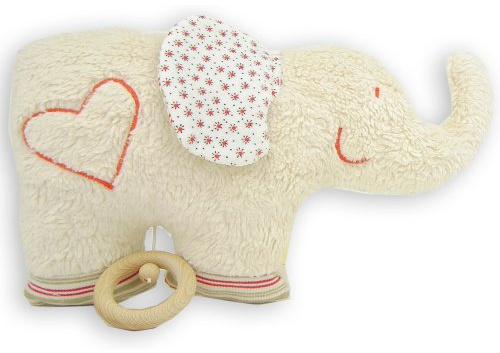 Efie Bio-Spieluhr Elefant – handgefertigt in Deutschland – 100 % Baumwolle (KBA), Füllung Schurwolle (kbT), GOTS-Zertifiziert - Melodie: Brahms Wiegenlied