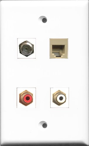 RiteAV 1 porta RCA rosso e 1 porta RCA bianco e 1 porta cavo coassiale TV- tipo F e 1 porta telefono RJ11 RJ12 beige
