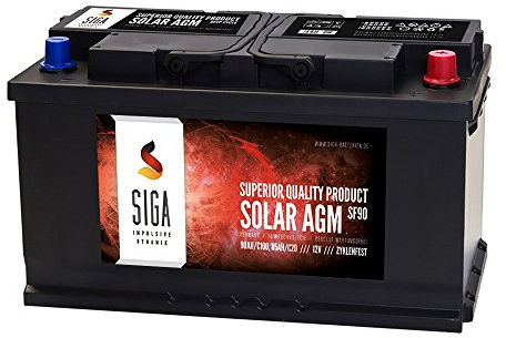 SIGA AGM Solarbatterie 12V 90Ah Akku Batterie Boot Wohnmobil Versorgung