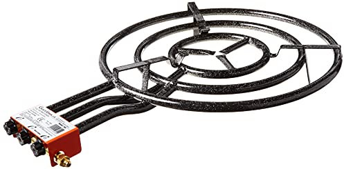 Brûleur à gaz avec 3 ampoules, diamètre 70 cm, 9,5 kW, pour paella, etc, Noir