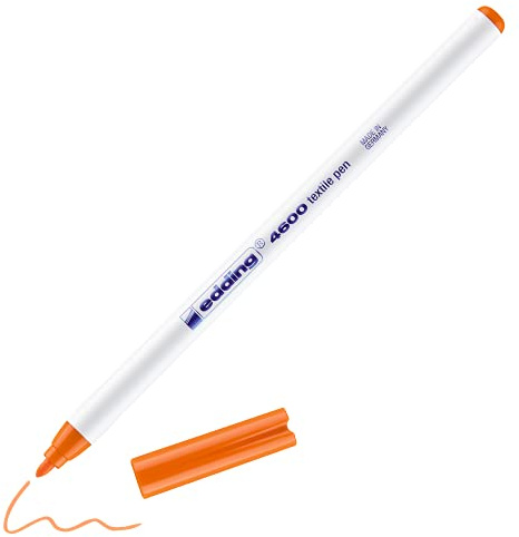 edding 4600 textile pen - orange - 1 pen - round nib 1 mm - permanent fabric pens for drawing on textiles, wash-resistant up to 60 °C - fabric pen