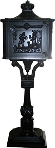 Casa Padrino Art Nouveau standing mailbox black - Aluminum Mailbox - Pillar Mailbox