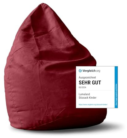 Lumaland Sitzsack Luxury XL Plus 85x65cm | Microvelours Beanbag mit extra weichem & robustem Stoff | Für Erwachsene & Kinder| Ideal geeignet für Kinderzimmer | Sessel & Stuhl Bean Bag [Rot]