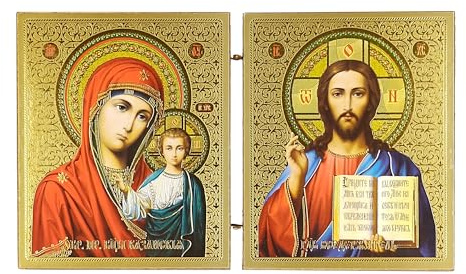 GMMH Ikone 2 x Gebunden, Heilige Muttergottes und Jesus Christus, 21x12 cm
