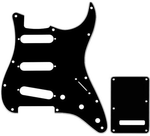 Musiclily Pro SSS ST Schlagbrett und Tremoloabdeckung Set 3-lagig Schwarz | für Fender American/Mexican Standard Strat Modern Style E-Gitarre