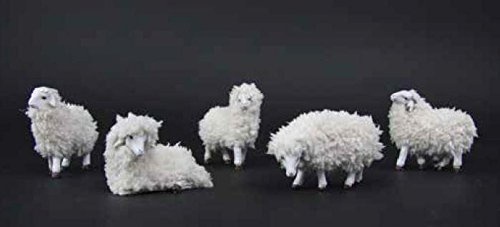 Unbekannt Krippenfiguren Wollschafe weiß 5tlg. Höhe 5,5cm geeignet für 9cm Figuren