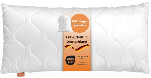 sleepling Kopfkissen 40x80 cm, Kissen, Polster, Schlafkissen, Basic 200 | Füllung Klimafaser, Bezug Polyester/Baumwolle, Allergiker Pillow, langes Bettkissen 40 x 80, Waschbar, Made in EU, OEKO-TEX
