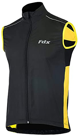 FDX Chaleco de ciclismo hombre, ligero y transpirable, sin mangas, reflectante, cortaviento e hidrorrepelente, ideal para correr, MTB, senderismo, fitness y outdoor.(Yellow-L)