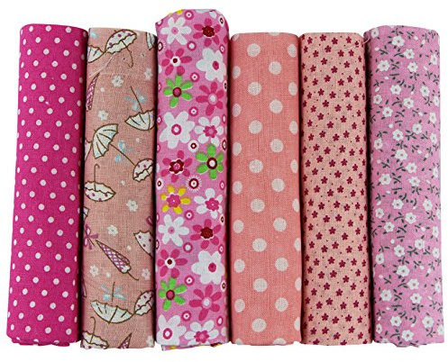 UOOOM Tissus Coton Couture 6pcs 50 x 50 cm Patchwork coton tissu DIY Fait à la main en tissu à coudre Quilting Designs Différents (Tone-Pink, 50x50cm-Lot de 6)