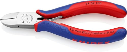 KNIPEX Elektronik-Seitenschneider mit durchgestecktem Gelenk mit Mehrkomponenten-Hüllen 130 mm, 77 02 130