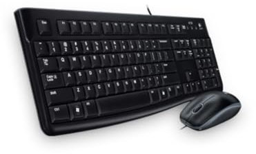 Logitech MK120 Combo Teclado y Ratón con Cable para Windows, Ratón Óptico con Cable, Conexión USB Plug and Play, Cómodo, Tamaño Normal, PC/Portátil, Disposición Checa/Eslovaquia, Negro