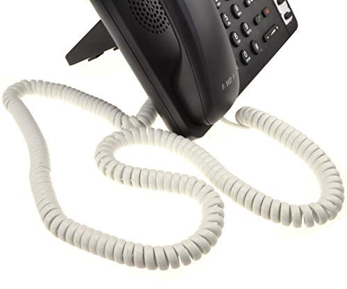 kenable Telephone Handset Coiled RJ10 Plug to RJ10 Plug Cable Lead White 5m [5 metres]