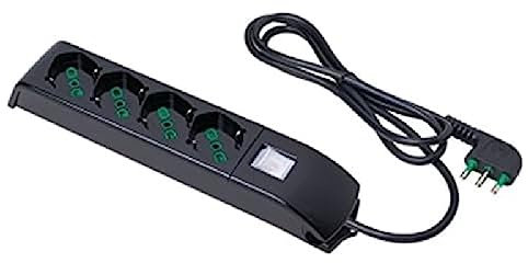 Fanton 410101 Multipresa Fido 4 Prese Bipasso 2P+T 16A con Cavo ed Interruttore, Nera