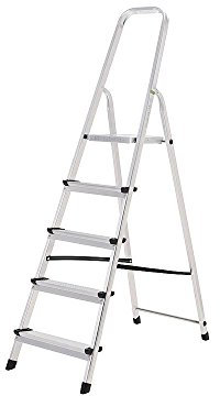 Oryx Escalera Aluminio 5 Peldaños Plegable, Uso doméstico, Antideslizante, Ligera y Resistente