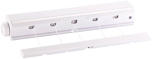 Rosenstein & Söhne Wandwäschetrockner: Wandtrockner mit 5 ausziehbaren Wäscheleinen zu je 4,2 m, gesamt: 21 m (Wäscheleine zum Ausziehen, Wäscheleine über Badewanne, Wäscheklammern)