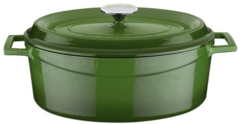 Lava Cookware Trendy Hierro Fundido Esmaltada Cacerola/(ovalada, 29 cm, 4,67 L), color verde